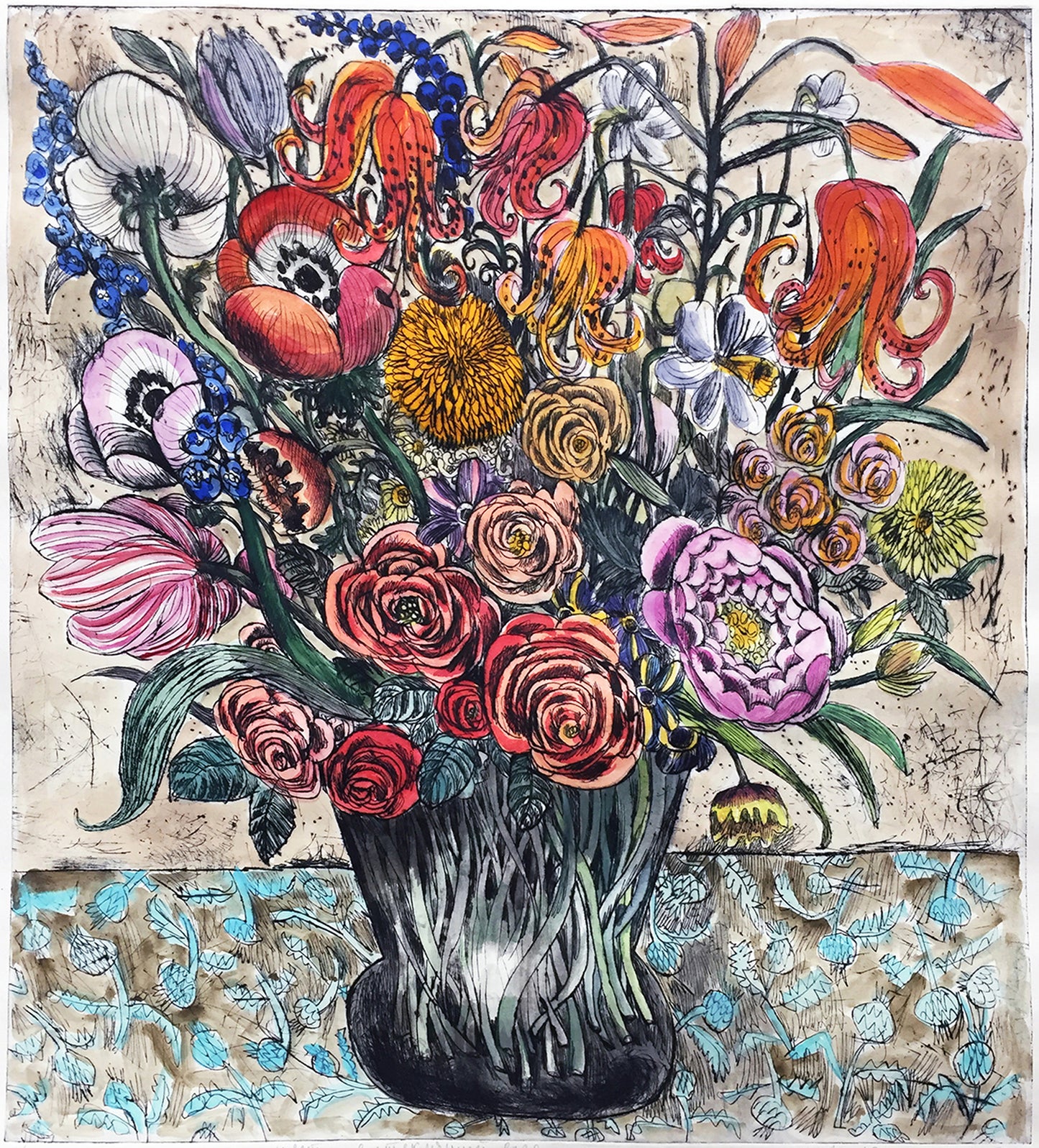 Flowers in a glass vase #2