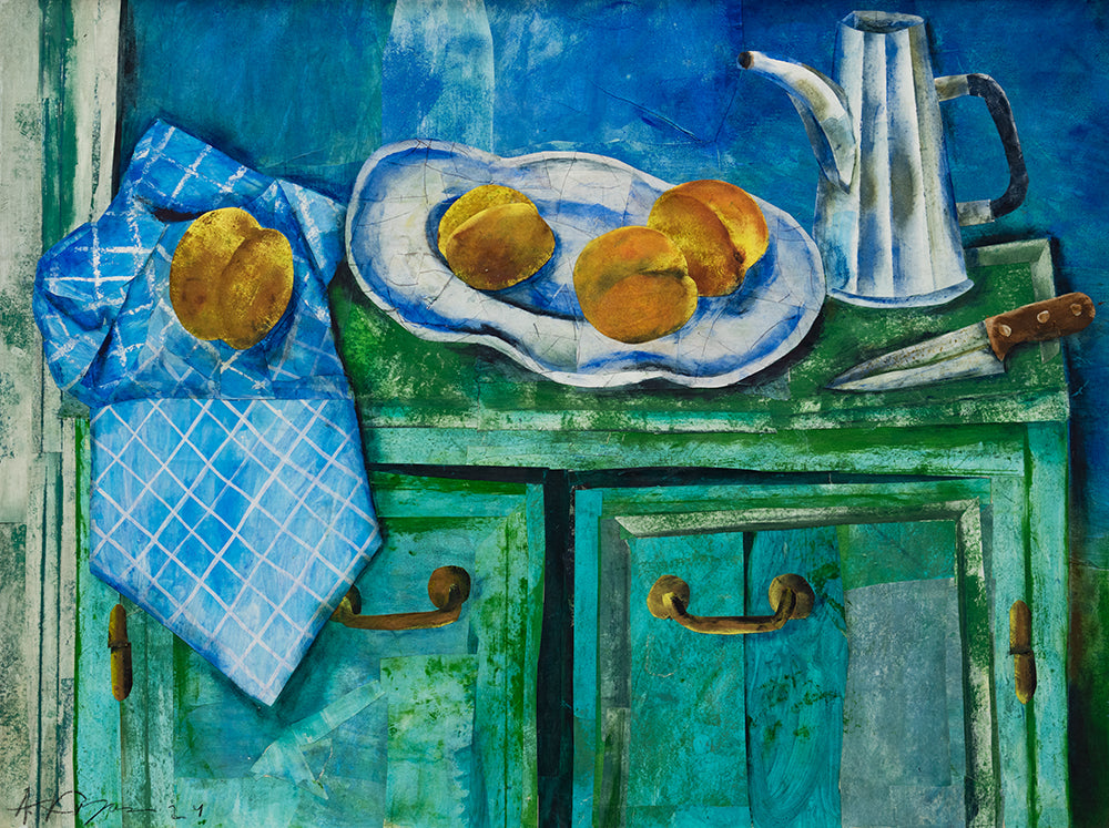 Still life with peaches