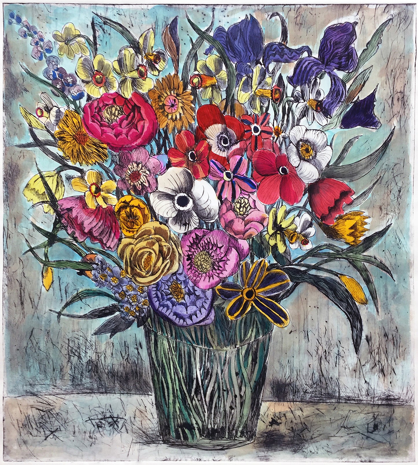 Flowers in a glass vase #1