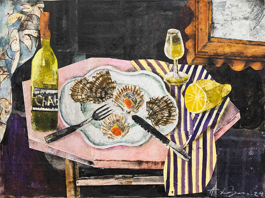 Still life with oysters and lemon