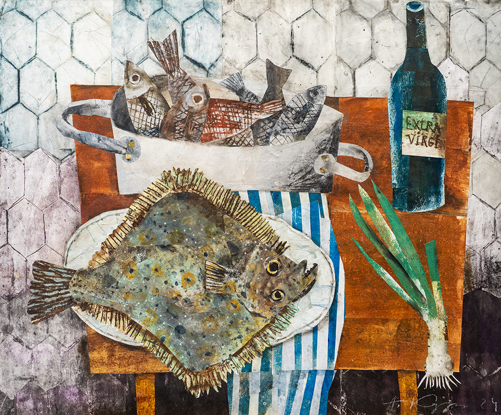 Still life with turbot fish